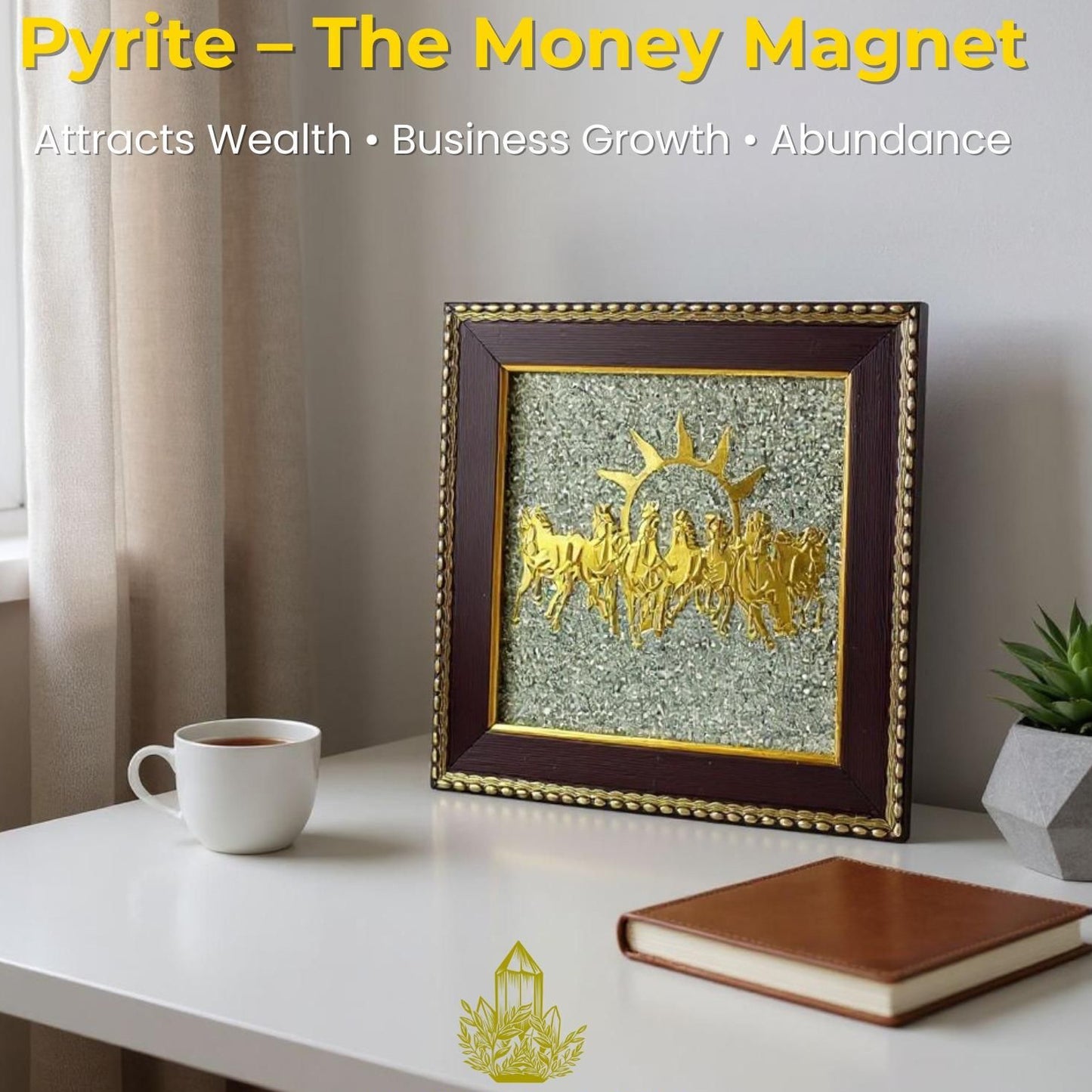 HEALING ZONE 7 Horses on Raw Pyrite Frame