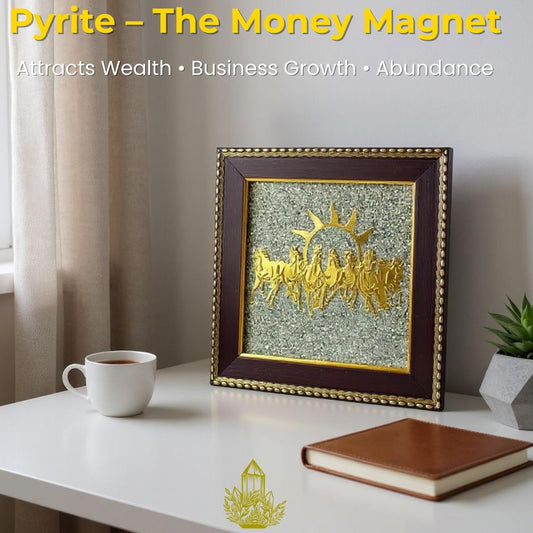 HEALING ZONE 7 Horses on Raw Pyrite Frame