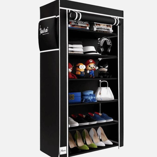 6 Rack Collapsible Wardrobe Cabinet and Shoe Rack